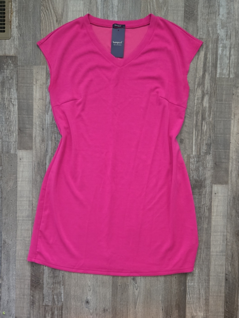Sampeel V-Neck Cap Sleeve Tunic in Hot Pink